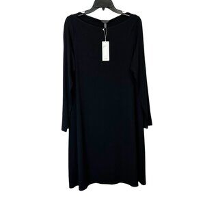 NEW Eileen Fisher Viscose Jersey Dress Women’s Size Large Black Long Sleeve